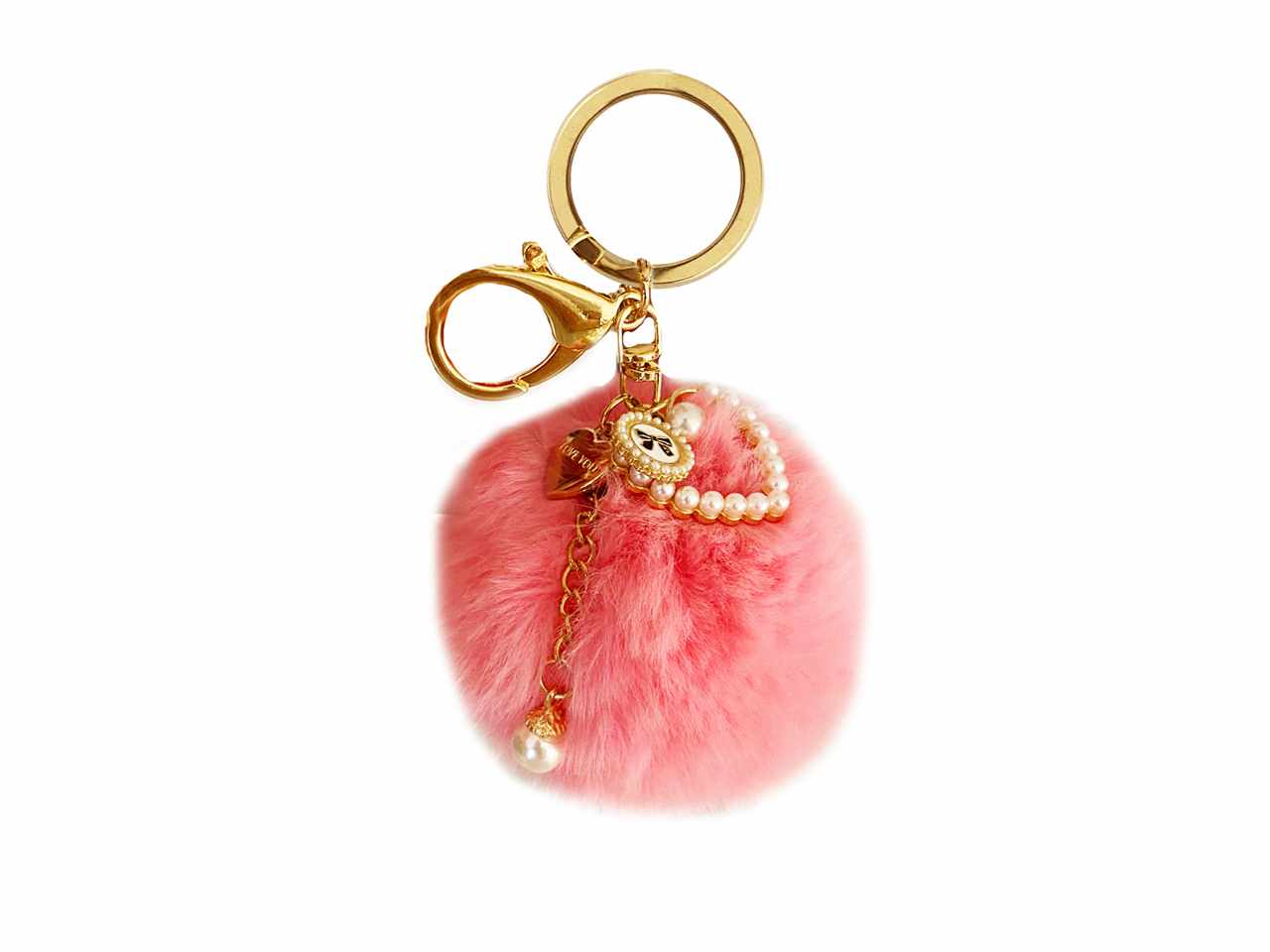 Portachiavi i love you con pon pon rosa