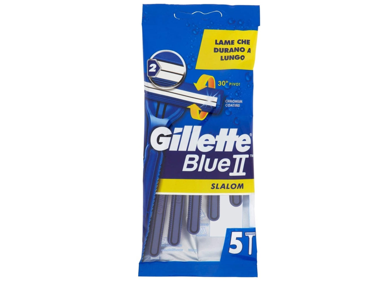 Lamette Gillette Blue 2 Slalom Usa & Getta 5 Pezzi 2 Lame, Testina Oscillante 30° $