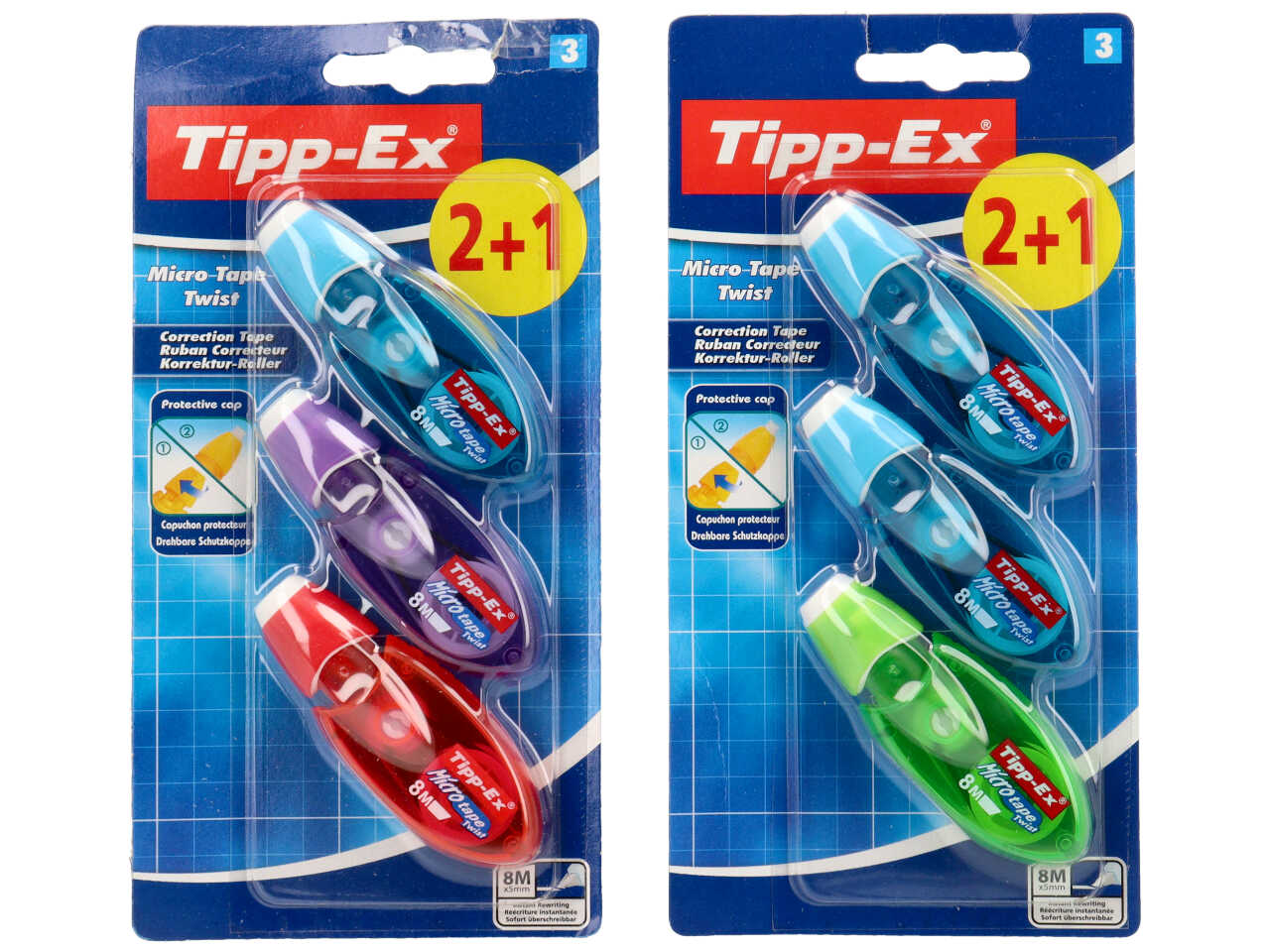 Correttore roller Bic Tipp Ex, set da 3, 8 m