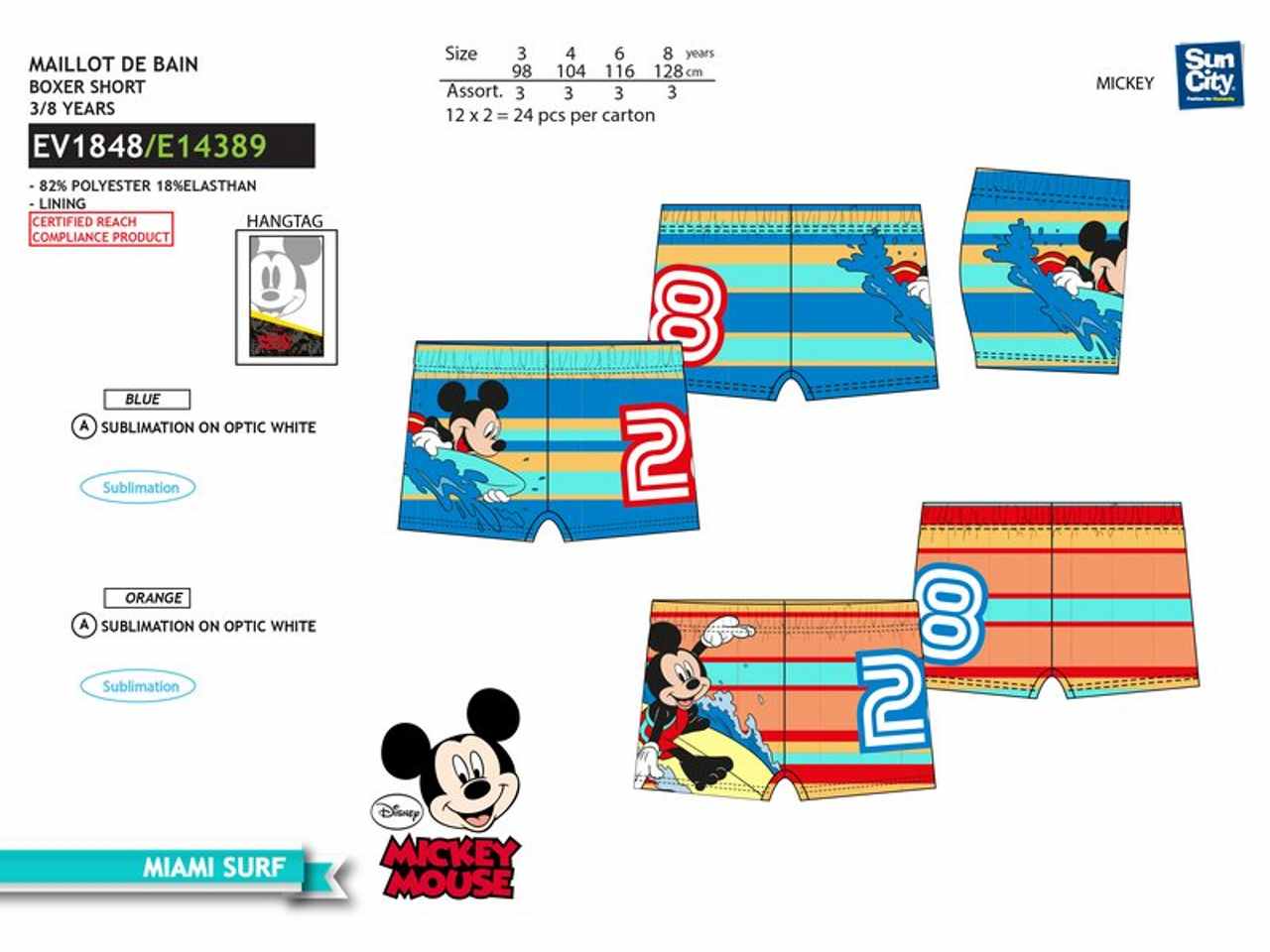 Costume da bagno bimbo boxer mickey