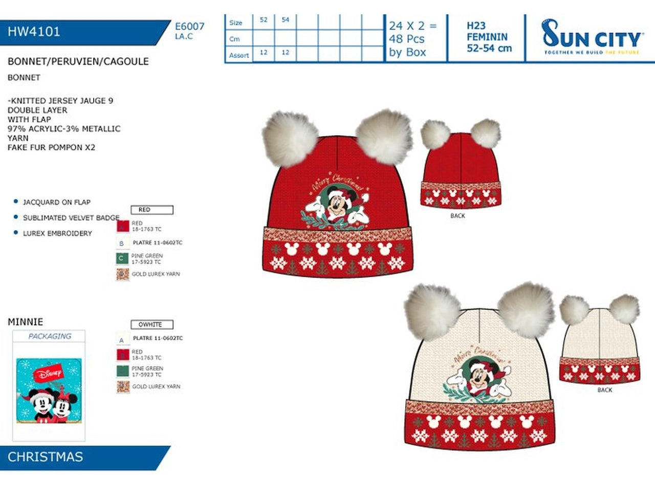 Minnie cappello taglie disponibili 52 e 54 - colori assortiti