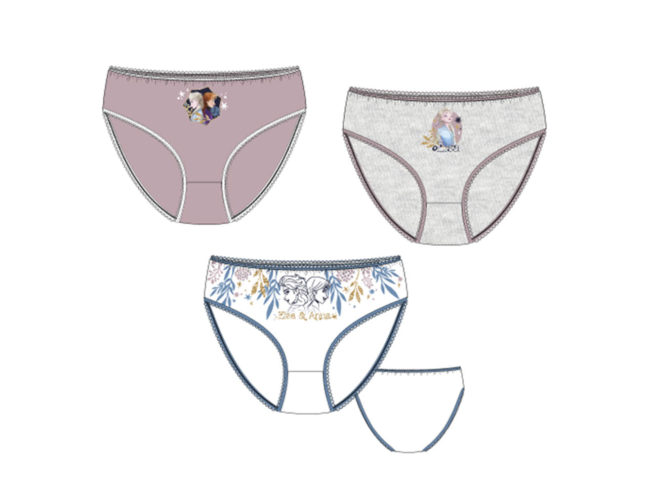 Frozen set da 3 slip in cotone taglie 3-8 anni