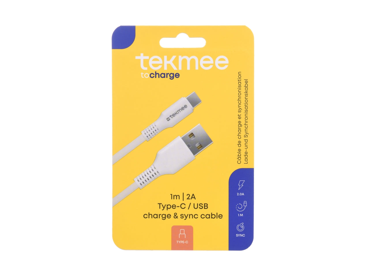 Tekmee cavo 1m 2a type-c/usb tpe