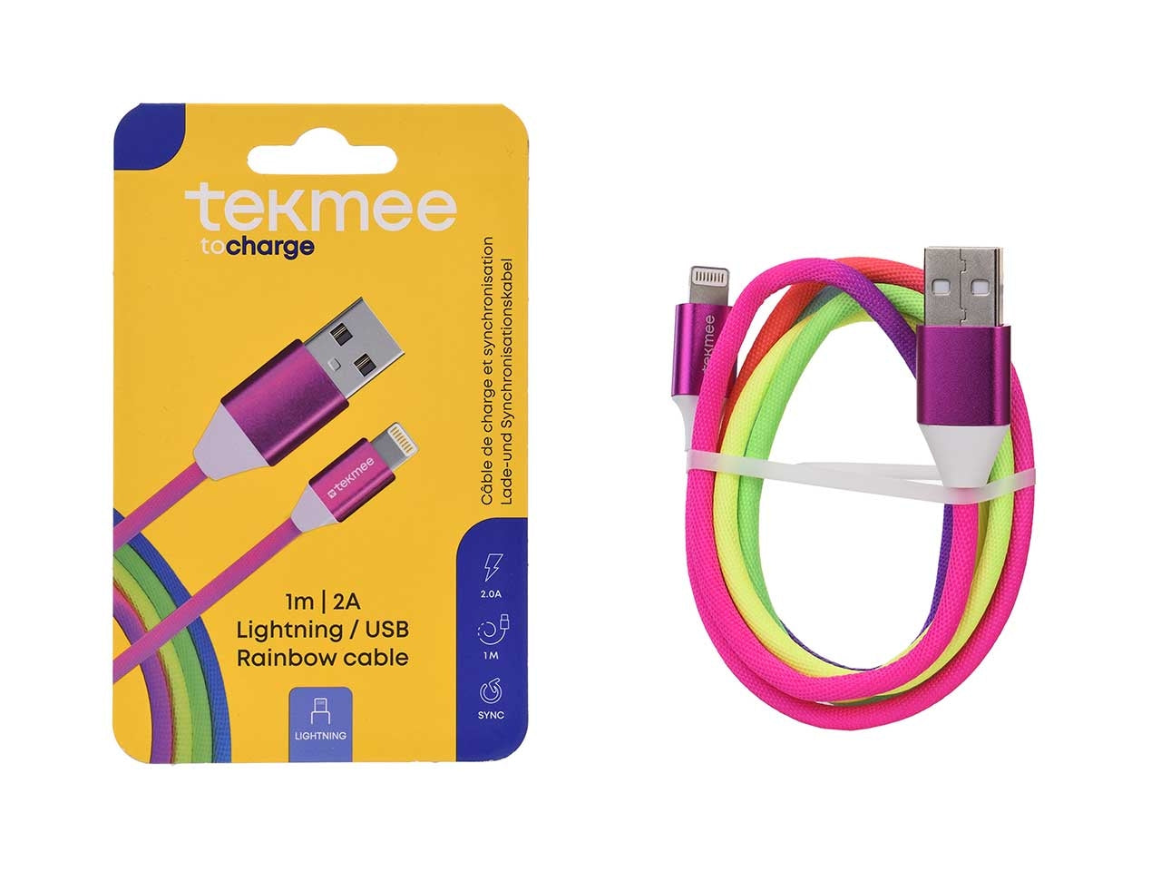 Tekmee cavo arcobaleno luminoso 1m usb