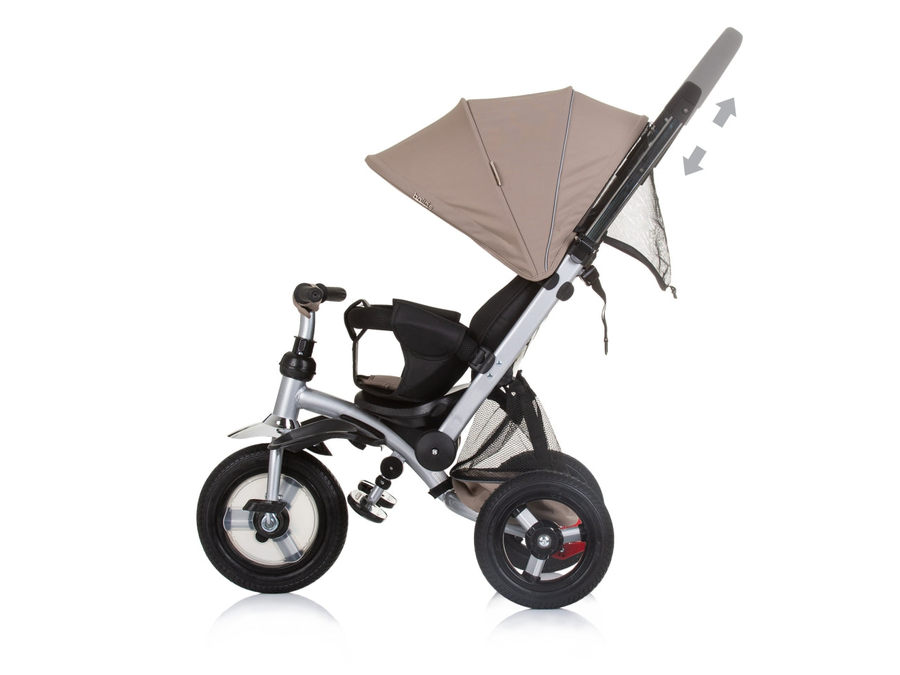 Triciclo evolutivo reclinabile con ruote in gomma gonfiabili Bolide Macadamia età 18 mesi | Chipolino