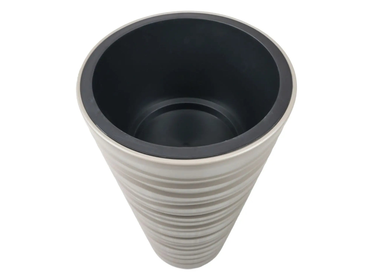 Vaso fioriera, posacenere tondo alto colore tortora in plastica, Bora, 30x52 cm - Blumax