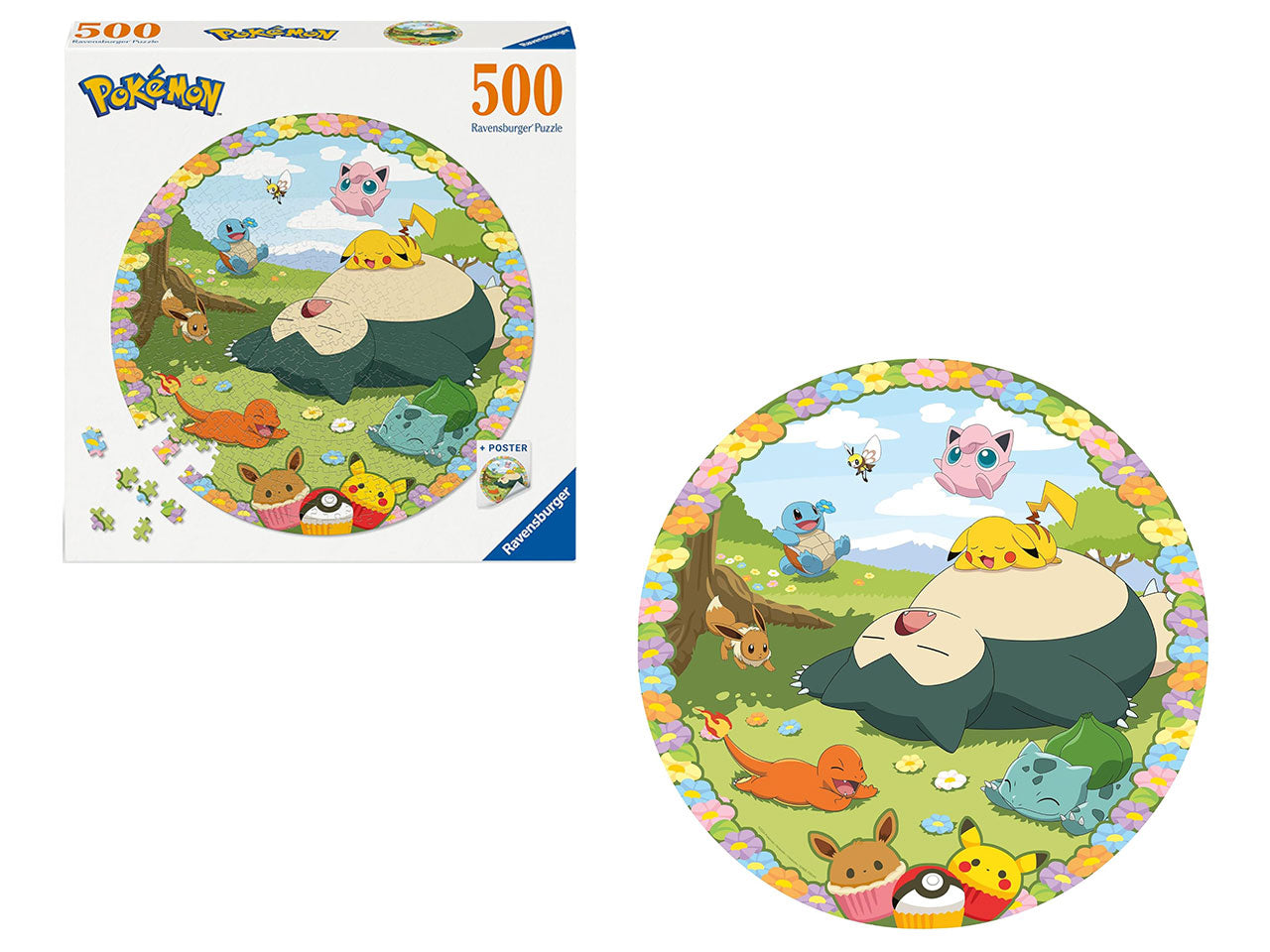 Puzzle Pokémon Round per Adulti, 500 Pezzi, Collezione Circolare, Idea Regalo per Lei o Lui, Forma Rotonda 52x52cm | Ravensburger