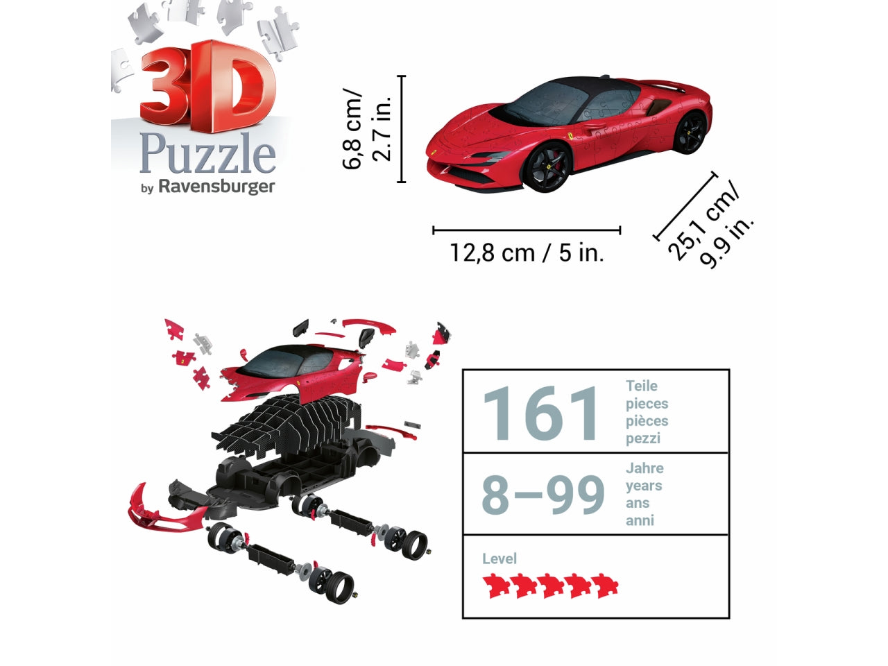 Puzzle 3D Ferrari sf 90 stradale, scala 1:18 per ragazzi di 8+ anni - Ravensburger