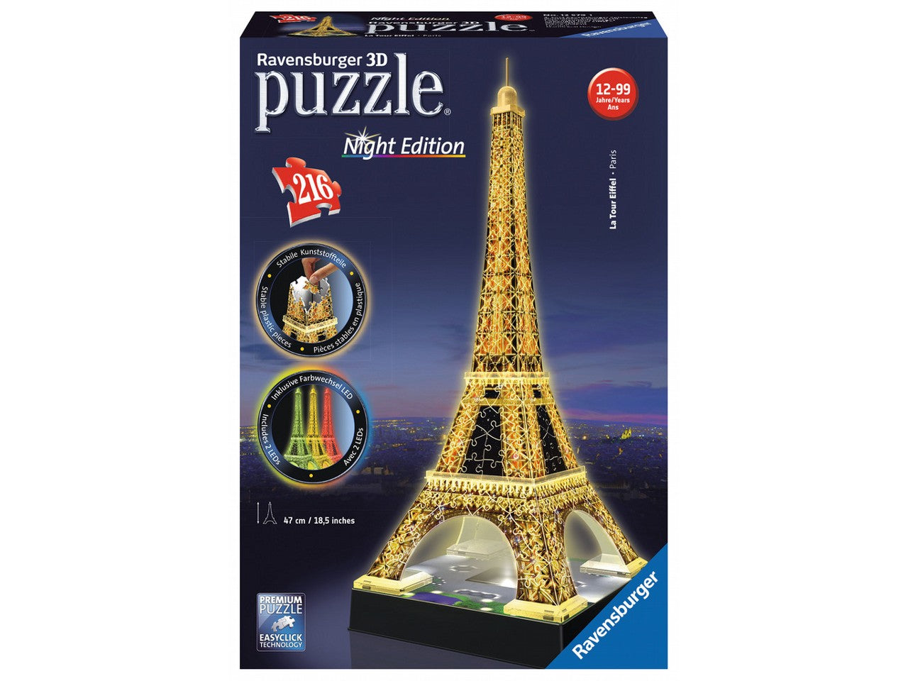 Puzzle 3d tour eiffel c/luce 12579