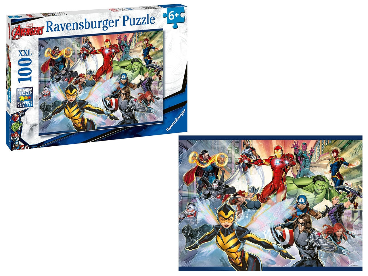 Puzzle 100 Pezzi XXL Marvel Avengers, Idea Regalo per Bambini 6+ Anni, Gioco Educativo - Ravensburger