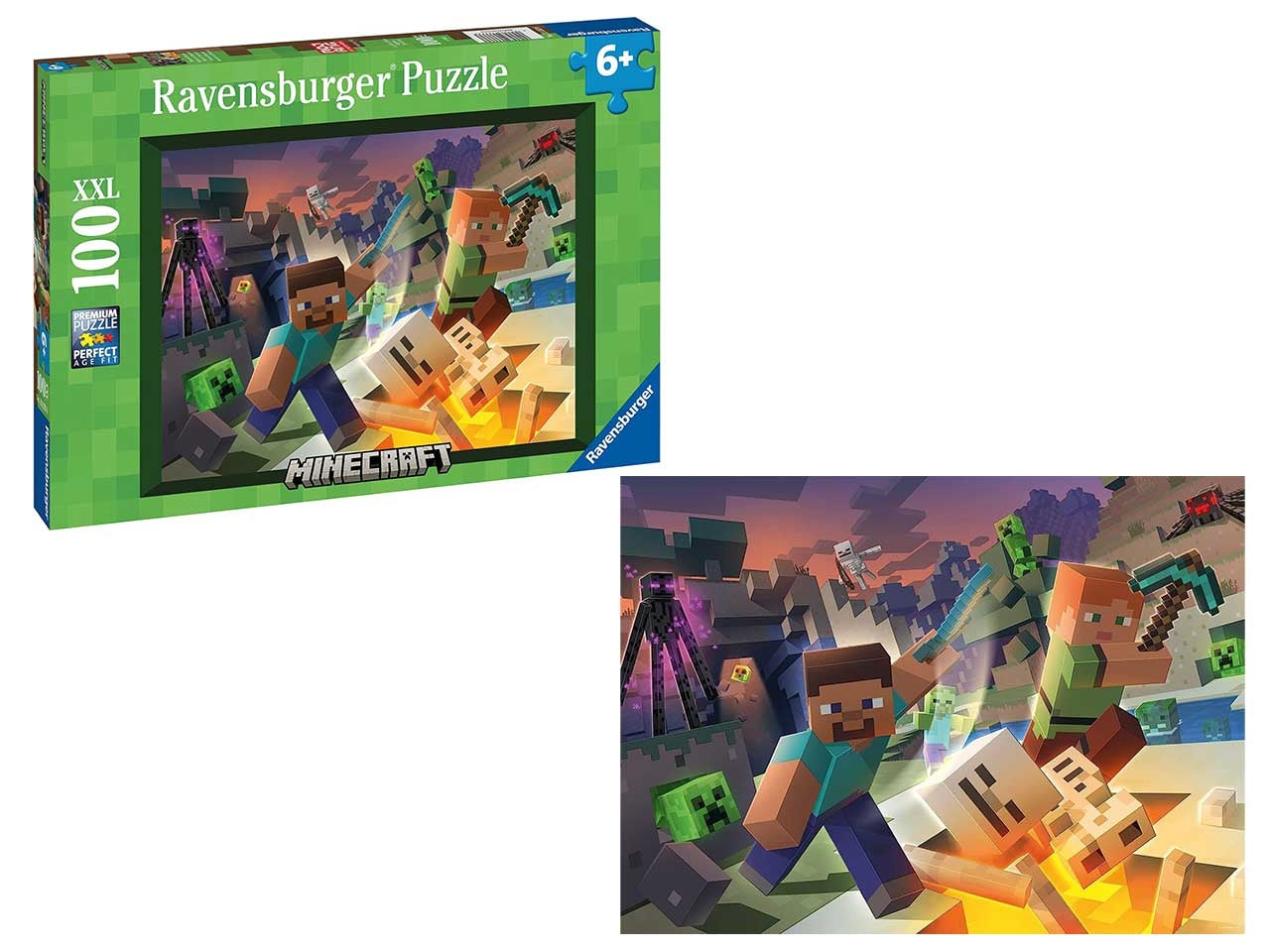 Puzzle 100 Pezzi XXL Minecraft, Idea Regalo per Bambini 6+ Anni, Gioco Educativo - Ravensburger