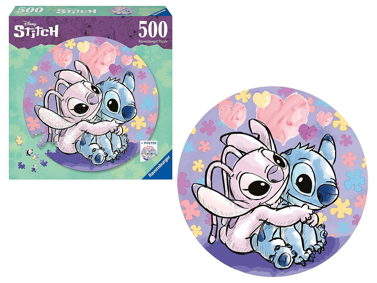 Puzzle Disney Stitch per Adulti, 500 Pezzi, Collezione Circolare, Idea Regalo per Lei o Lui, Forma Rotonda 52x52cm | Ravensburger