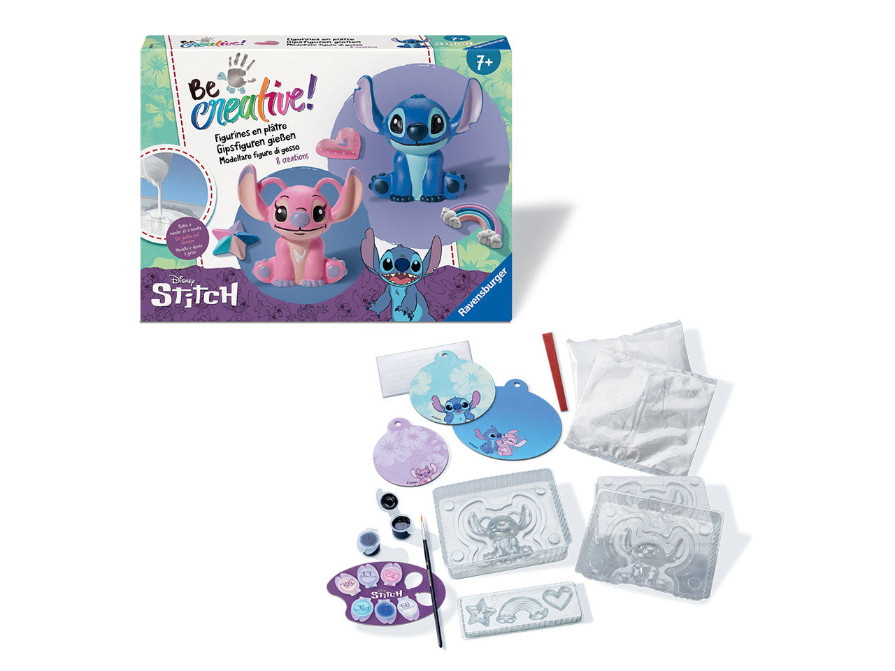 Be Creative Maxi: Creazioni in Gesso di Stitch - Set con Stampi e Colori Acrilici - Ravensburger