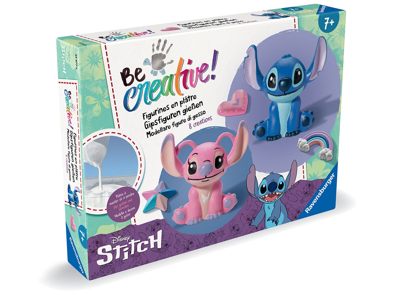 Be Creative Maxi: Creazioni in Gesso di Stitch - Set con Stampi e Colori Acrilici - Ravensburger