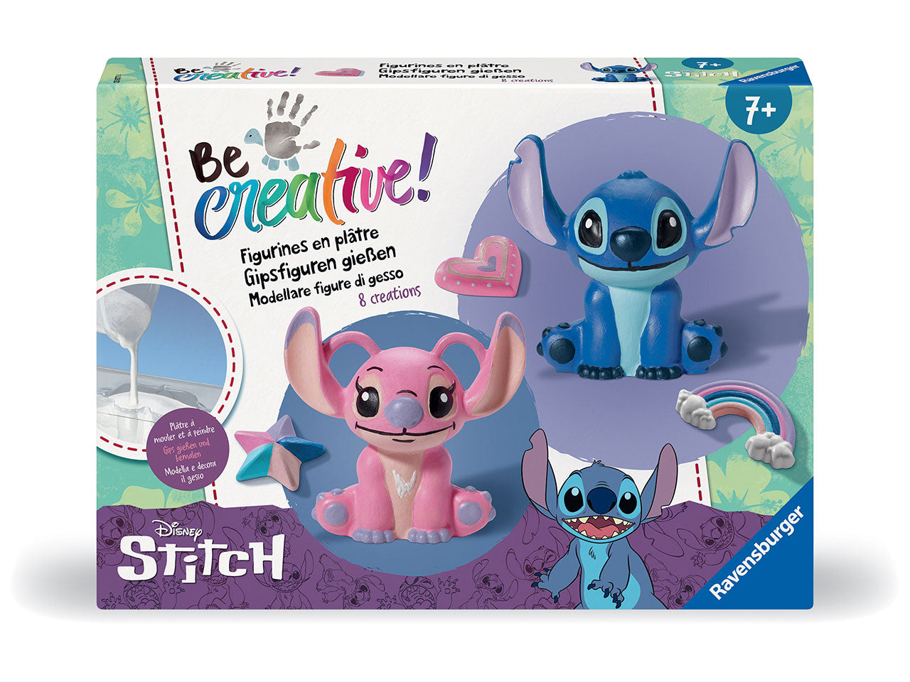 Be Creative Maxi: Creazioni in Gesso di Stitch - Set con Stampi e Colori Acrilici - Ravensburger