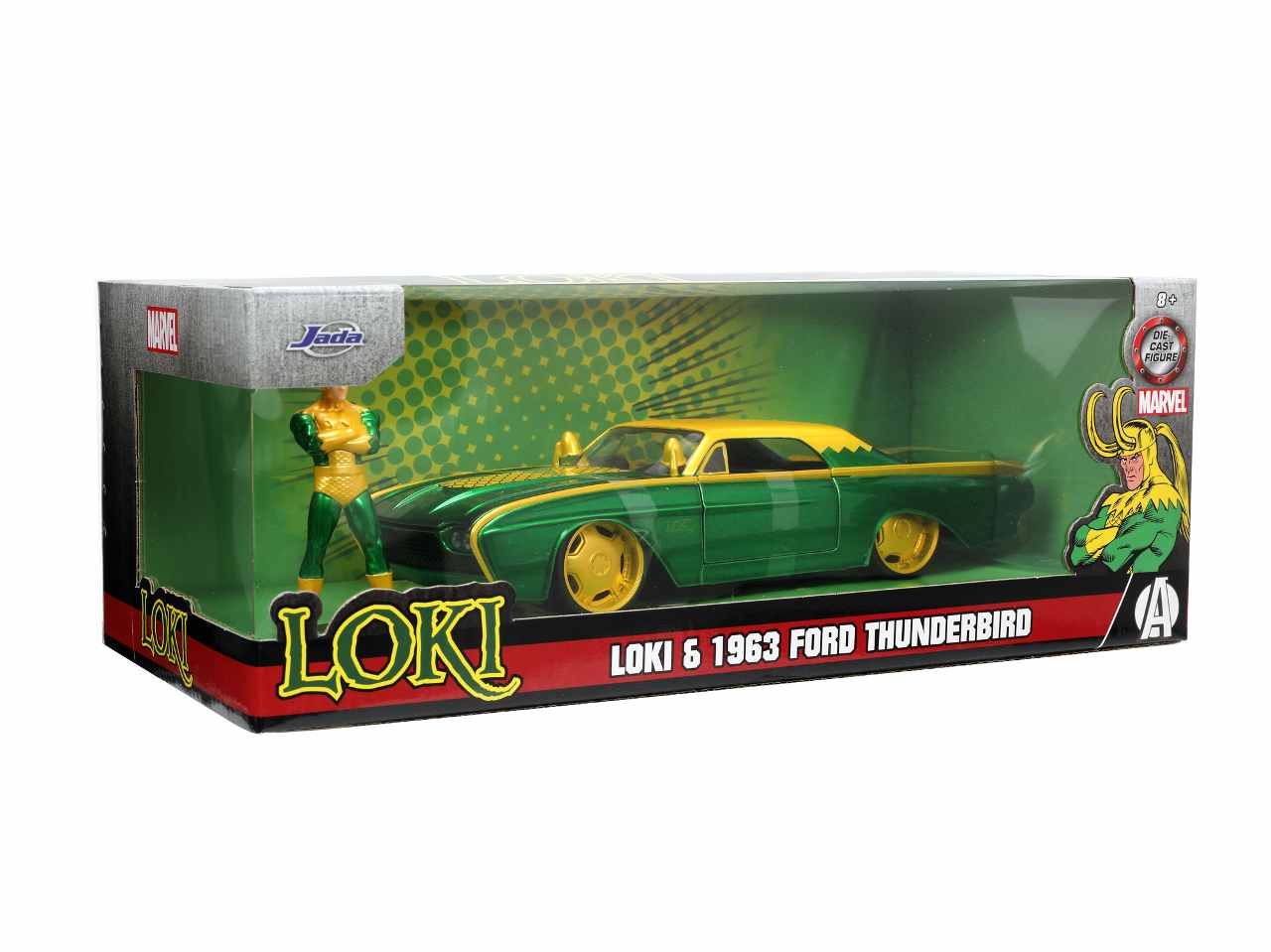 Loki Ford 1963 Thunderbird in Die- Cast 1:24 Marvel Jada Toys Personaggio Da Collezione