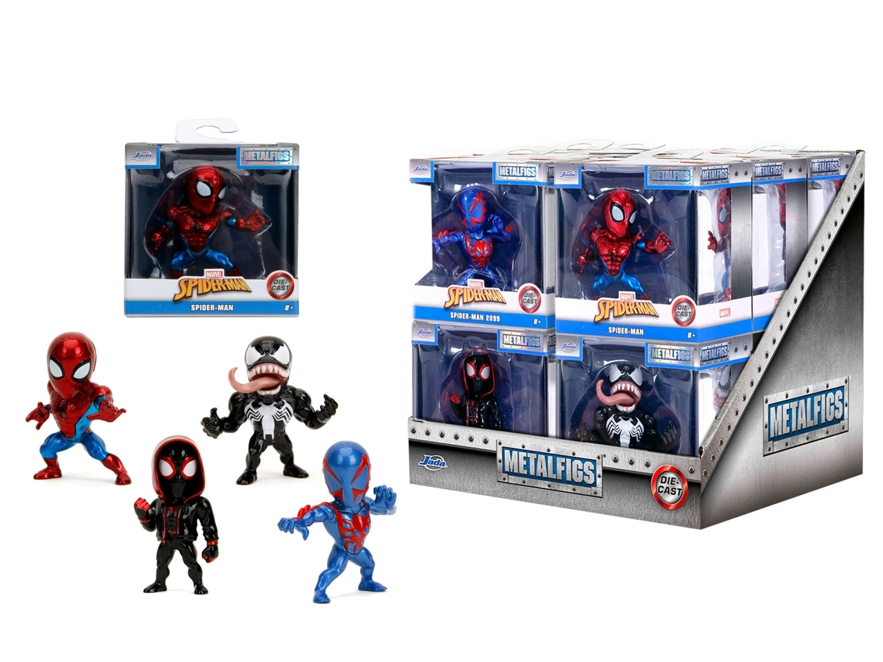 Statuetta Marvel in metallo, onda 2, cultura pop da collezione, selezione casuale: Spider-Man Classic, Venom, Miles Morales Unmasked, 6,5 cm, per fan e bambini dagli 8 anni - Jada