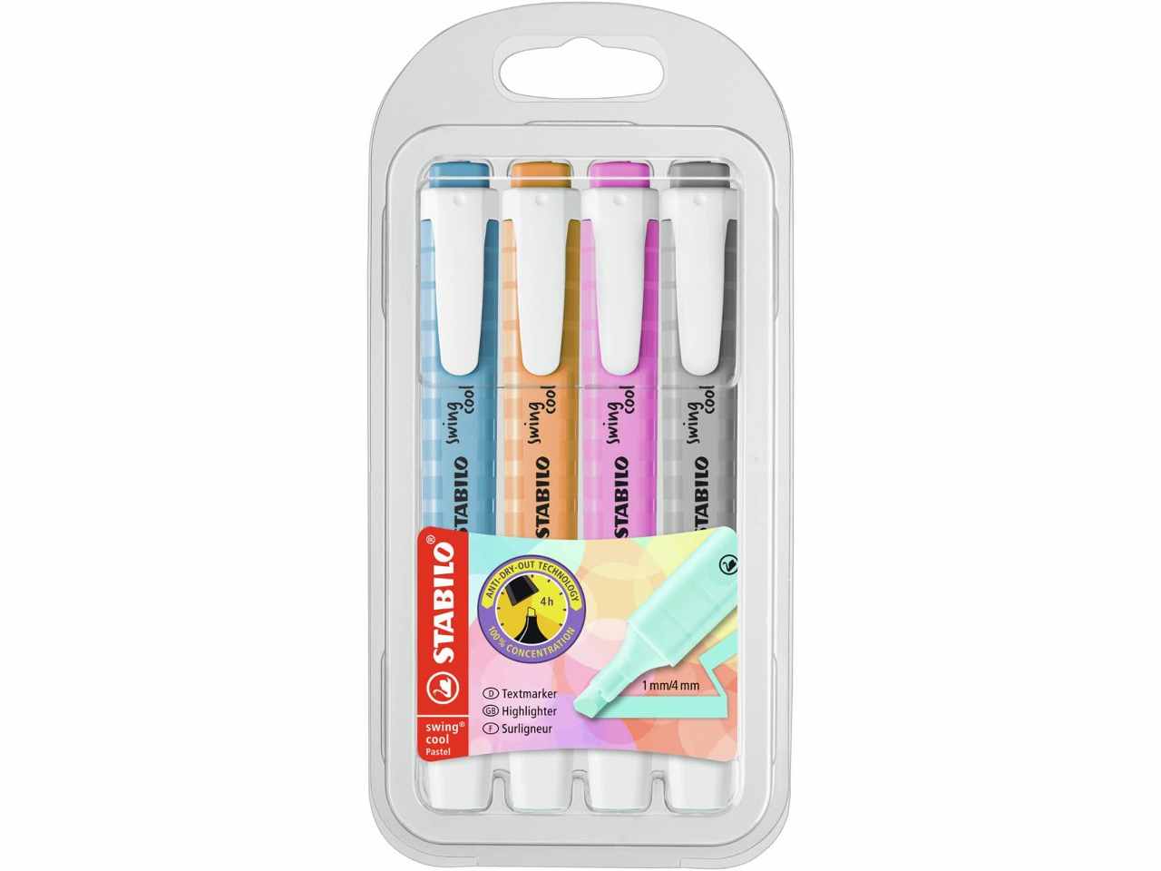 Evidenziatore STABILO Swing Cool Set da 4 Colori Pastello Tratto 1-4 mm