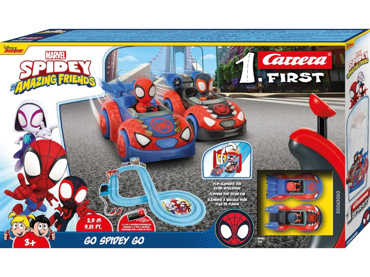 Pista giocattolo Spidey, it's spidey time! con due macchinine 3+ Carrera