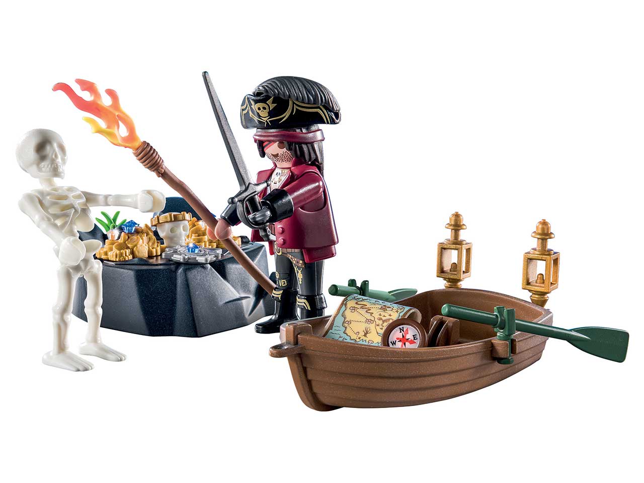 Playmobil pirates pirata con barca a remi