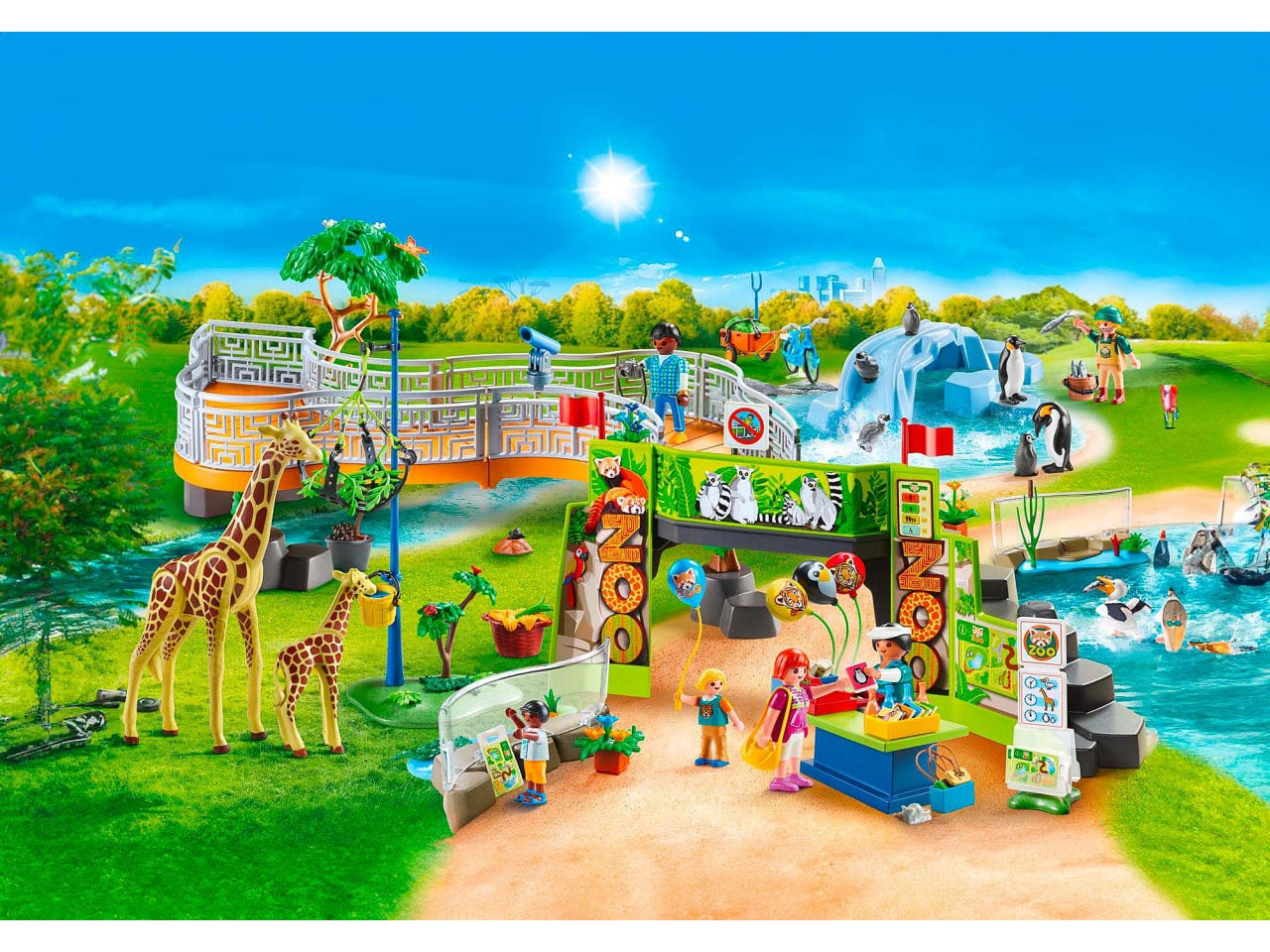 Playmobil Grande Zoo, edizione esclusiva per il 50° anniversario, con habitat flessibili e animali esotici, giocattolo per bambini dai 4 anni in su | Playmobil