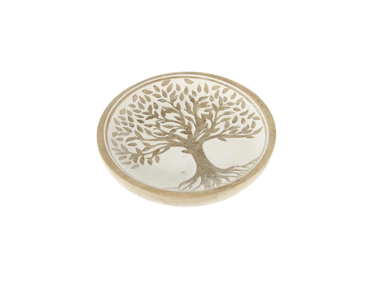 Piatto in legno con albero della vita Boho legno marrone/bianco 15x2,5 cm - Goldbach