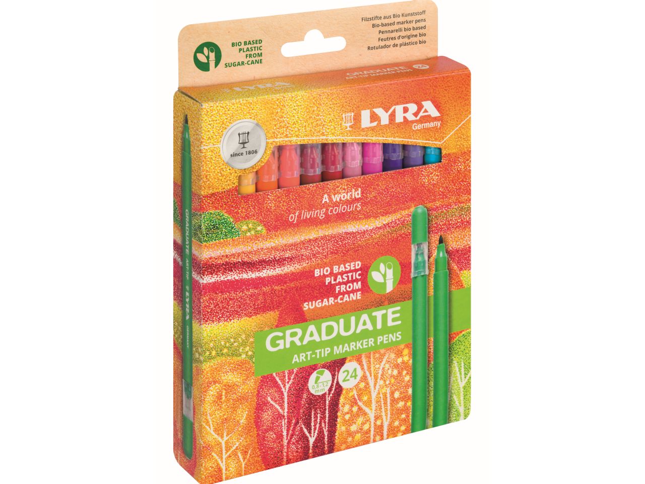 Pennarelli lyra graduate art-tip inodore in plastica bio - la confezione comprende 24 pennarelli