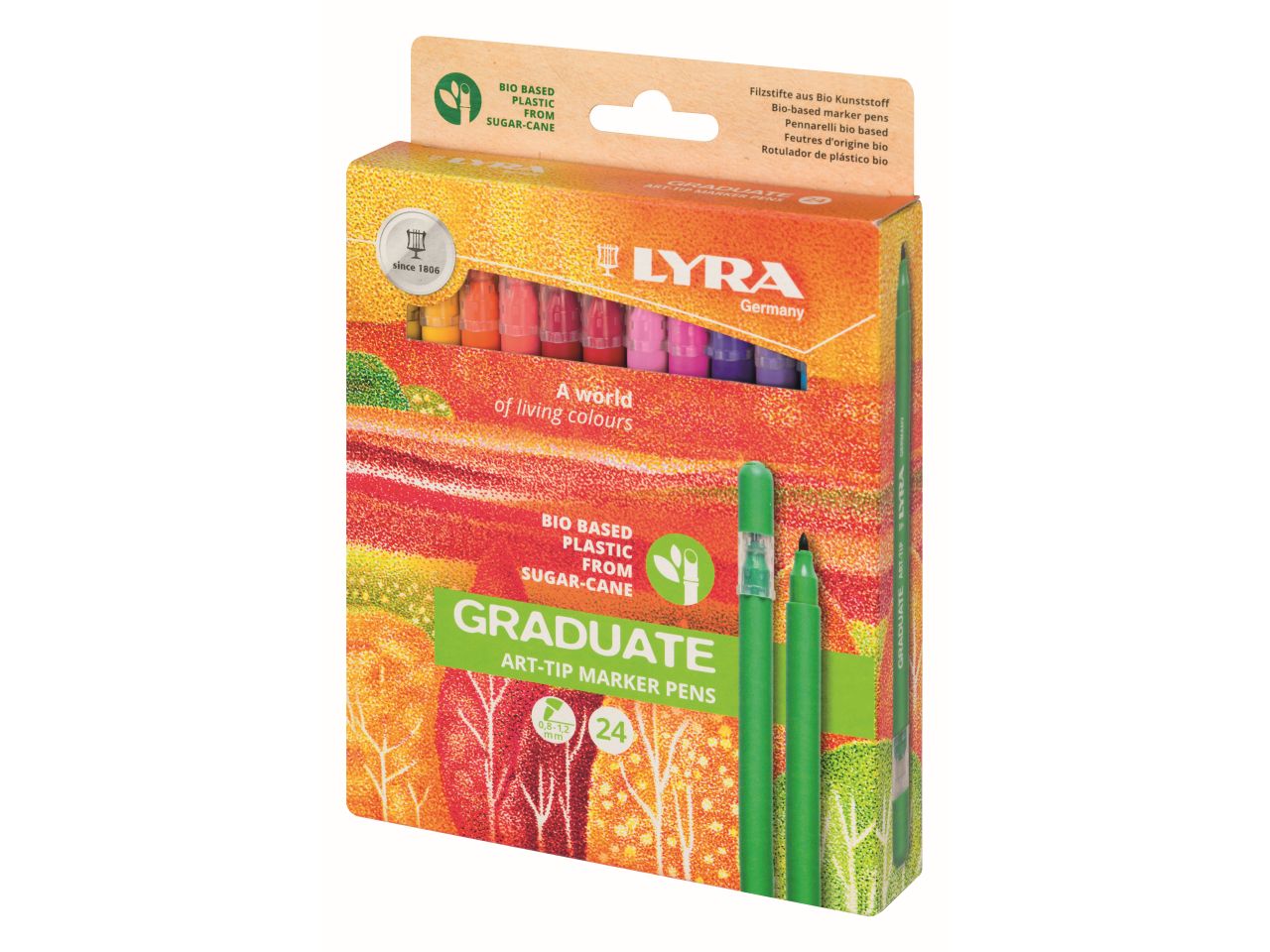 Pennarelli lyra graduate art-tip inodore in plastica bio - la confezione comprende 24 pennarelli