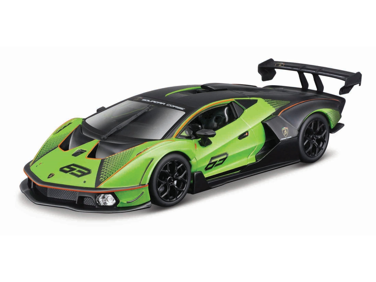 Modellino Auto Lamborghini Essenza SCV12 Race - Scala 1:24: Die-cast Verde e Nero, Licenza Ufficiale Lamborghini, Dettagli Realistici, Dimensioni 10,2x12,45x24,2 cm, Età 3+ | Bburago