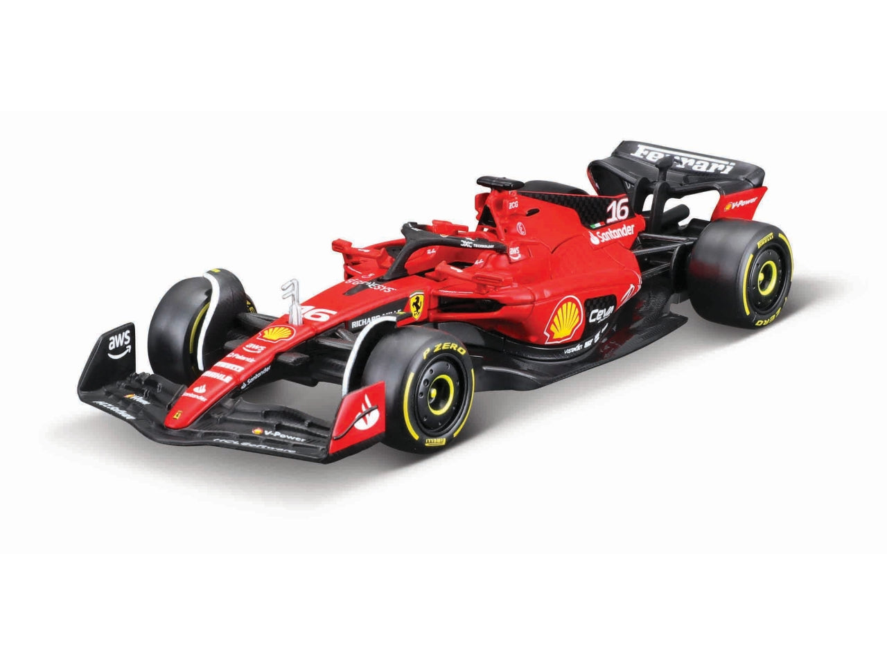 Modellino Auto F1 Burago Ferrari SF-23 #16 Leclerc - Scala 1:43: Die-cast Rosso e Nero, Dettagli Realistici, Licenza Ufficiale Ferrari, Dimensioni 31x23x31 cm, Età 3+ | Bburago