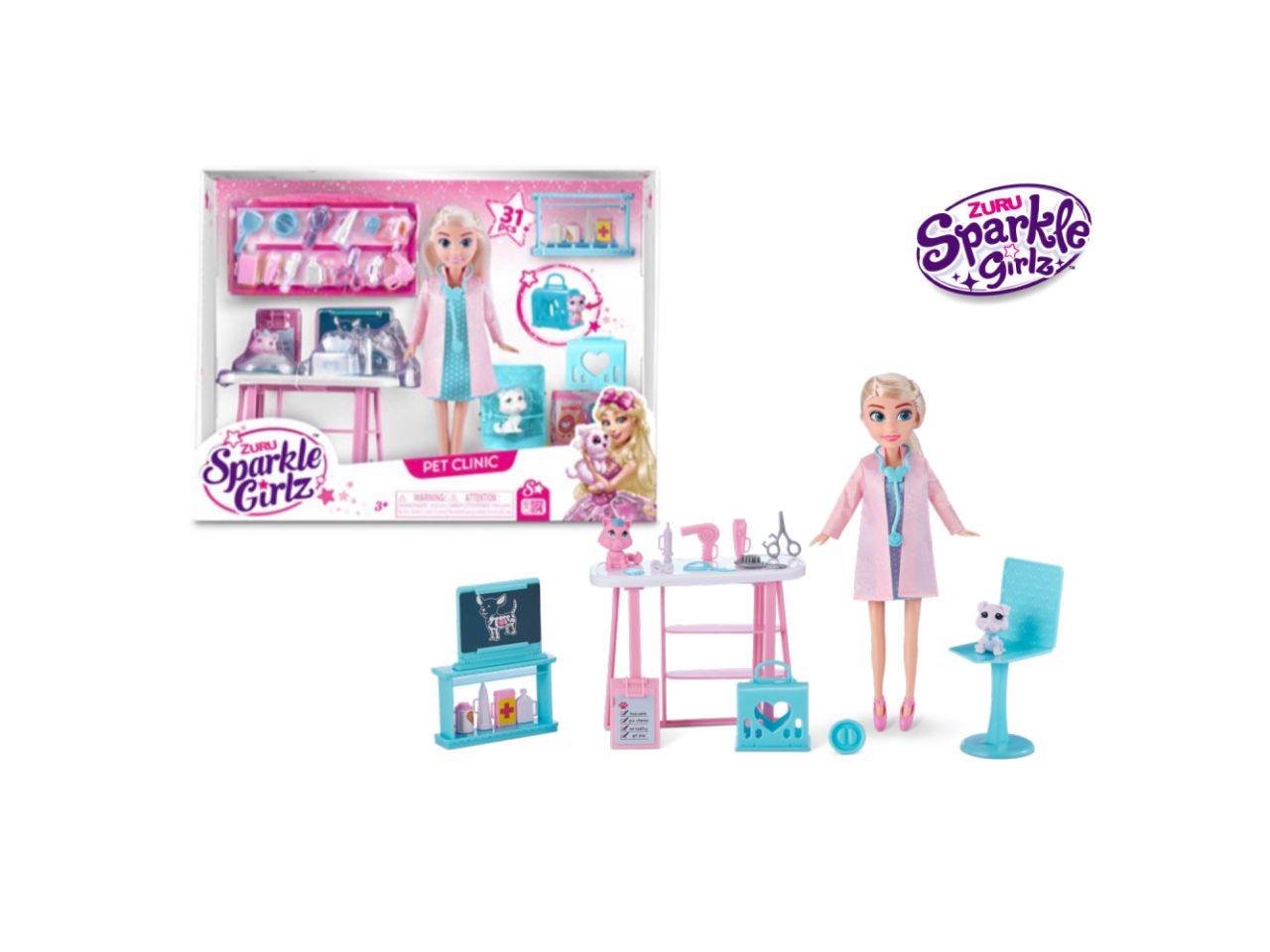 Sparkle girlz doll con clinica cuccioli