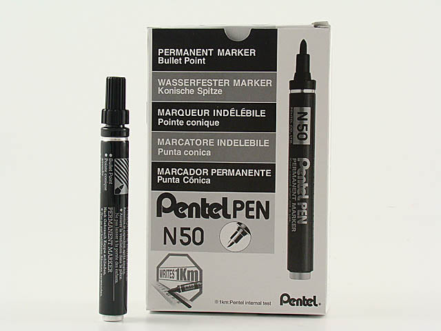 Pennarello marcatore Pentel N50 conica tonda, permanente nero