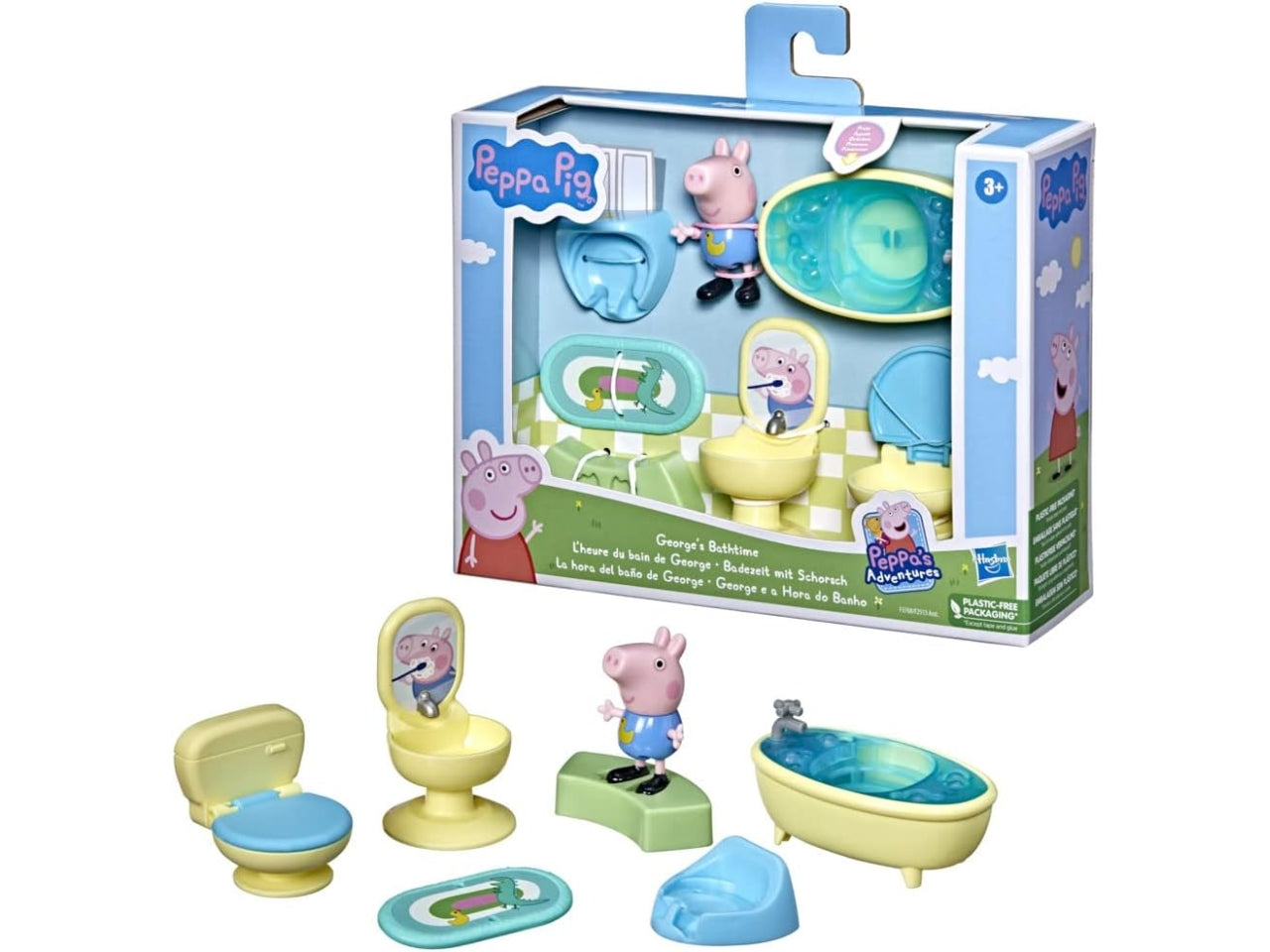 Peppa Pig Georges set da bagno con personaggio e accessori, per bambini 3+ anni, Hasbro