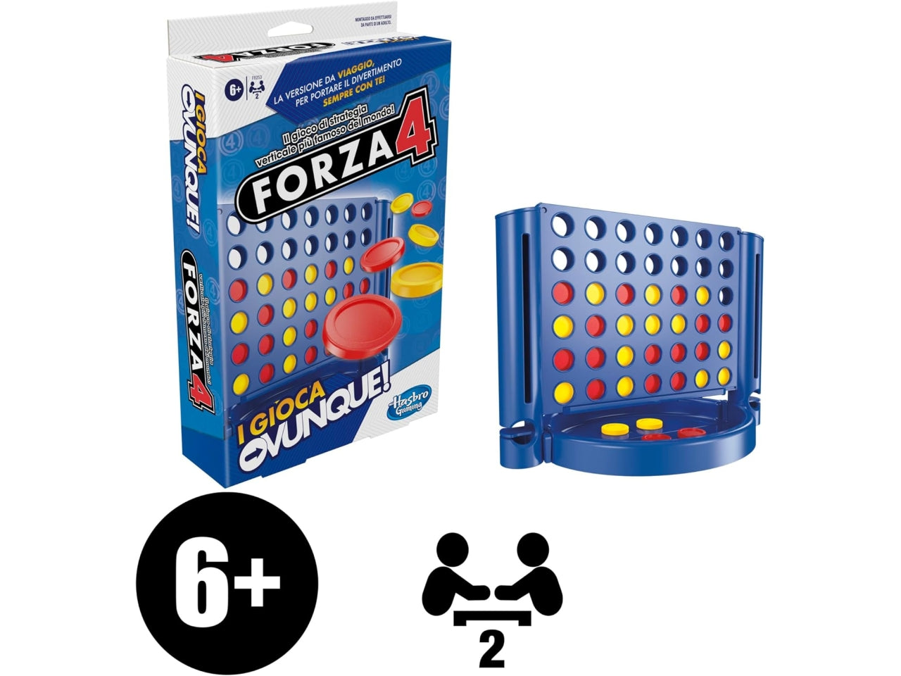 Forza 4, I Gioca Ovunque, gioco portatile per 2 giocatori, gioco da viaggio per bambini e bambine | Hasbro