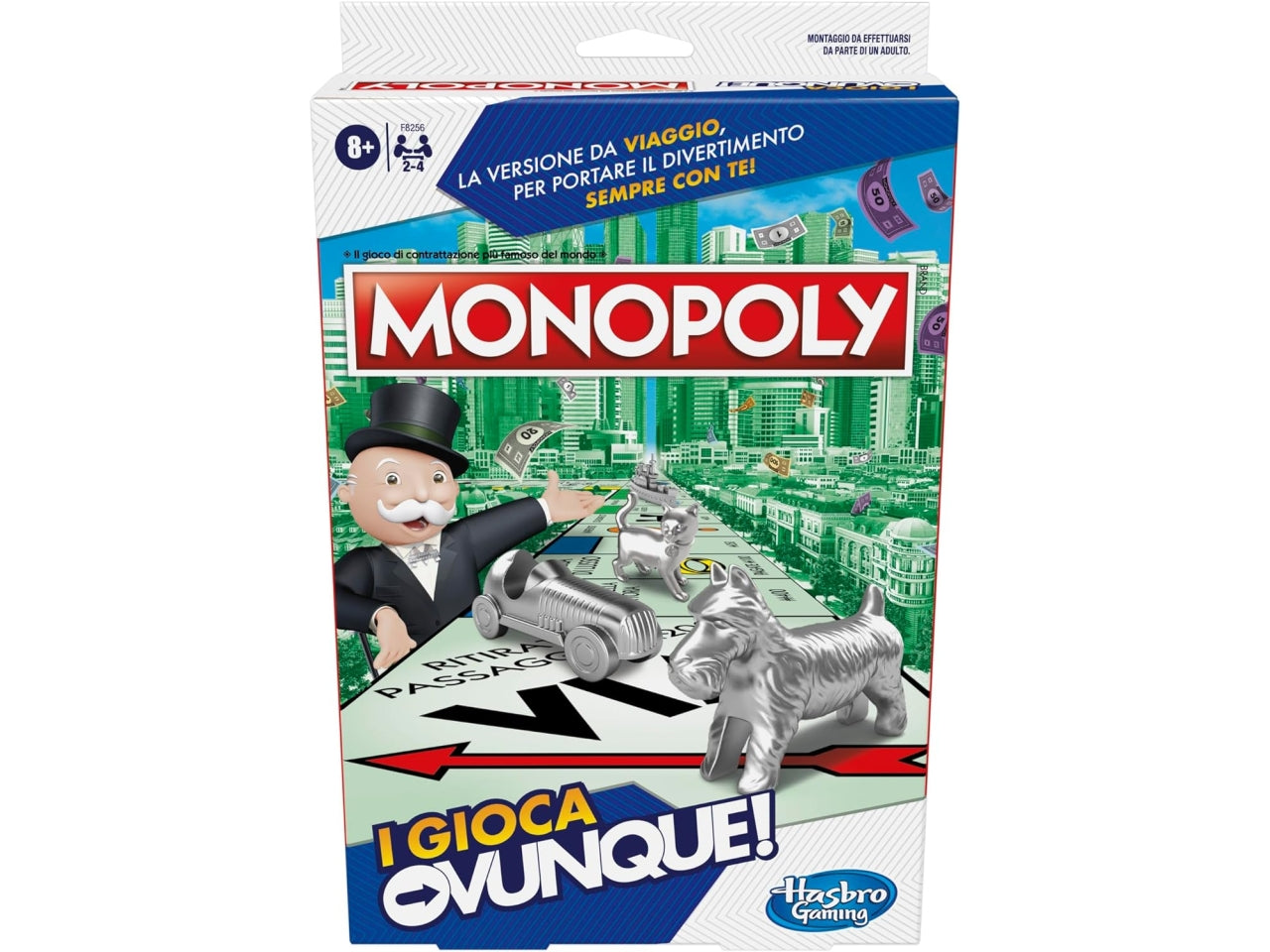 Monopoly, I Gioca Ovunque, gioco per bambini e bambine dagli 8 anni in su, gioco portatile per 2-4 giocatori, gioco da viaggio per bambini e bambine | Hasbro