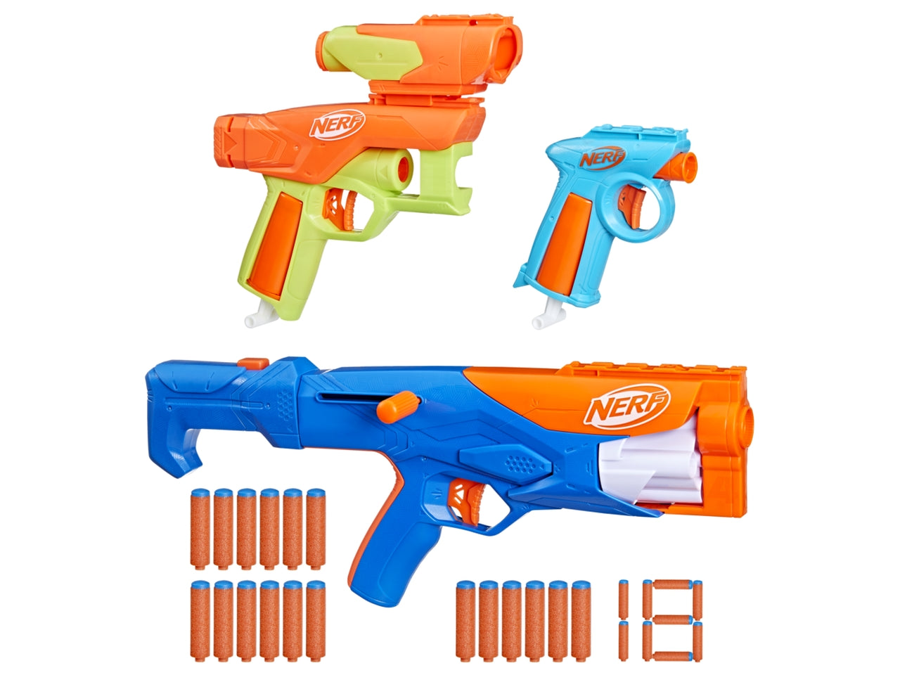 Nerf N-series Gear Up Pack 18 Proiettili, Set 1 Fucile ed 1 Pistola giocattolo per bambini - Hasbro