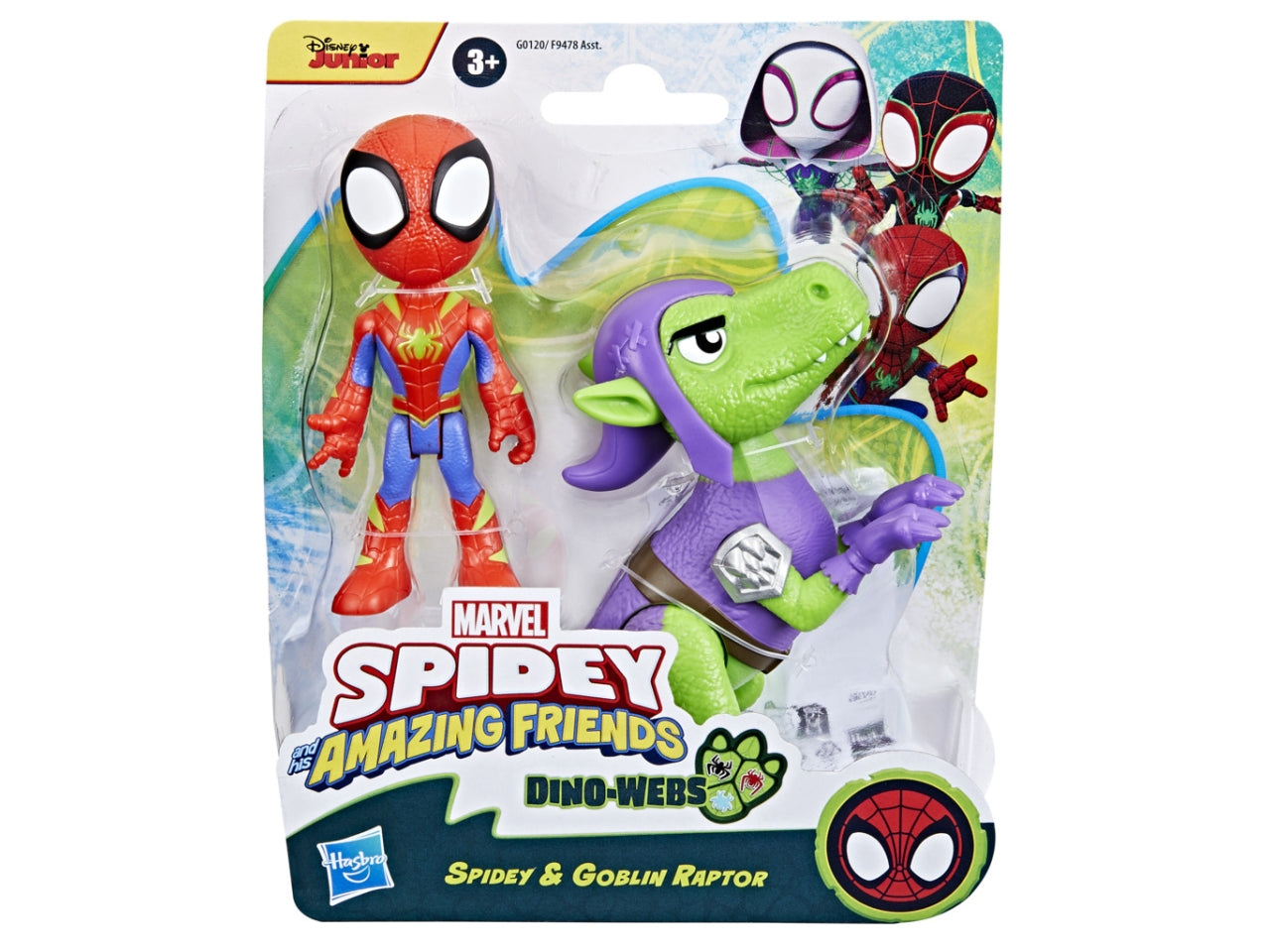 Personaggio Marvel Spidey con Cattivo Dino: Set Spidey e I Suoi Fantastici Amici per Bambini 3+ | Dimensioni 6,4x15,2x17,8 - Hasbro