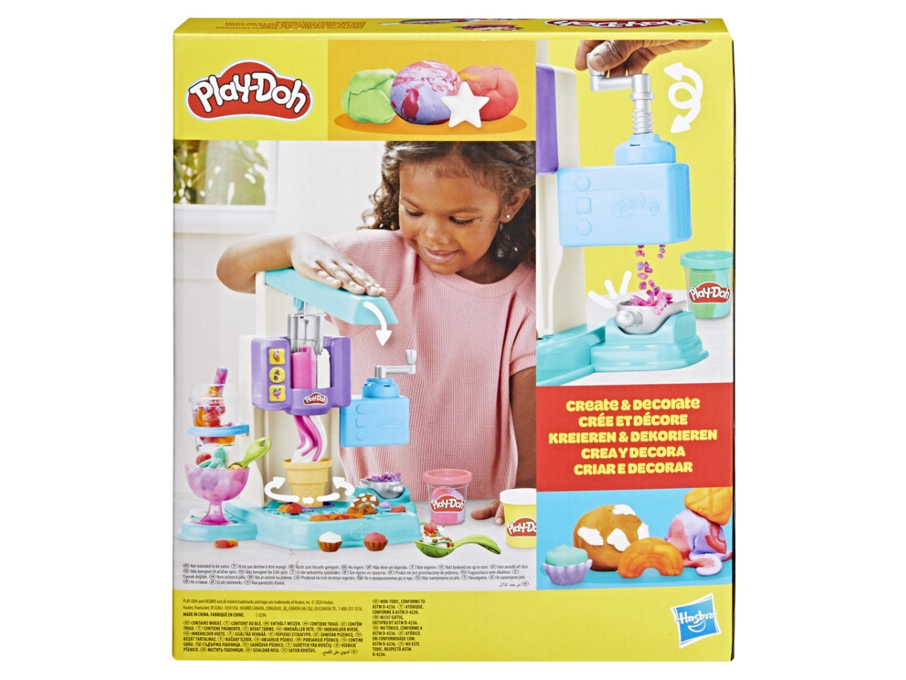 Play-doh gelateria arcobaleno, giocattolo interattivo con plastilina 3+ Hasbro