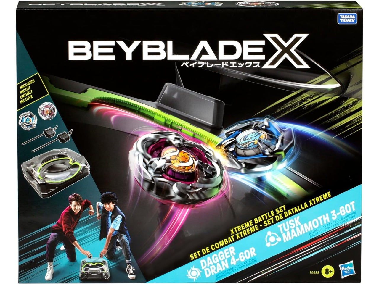 Bey Blade Battle Set: Stadio, 2 Trottole e 2 Lanciatori per Bambini 8+ | Dimensioni 9,0488x45,085x36,83 - Hasbro