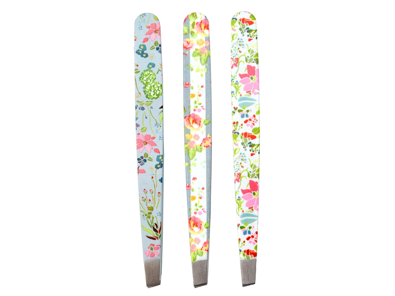 Pinzette per sopracciglia in metallo multicolor con decorazione floreale - Puckator