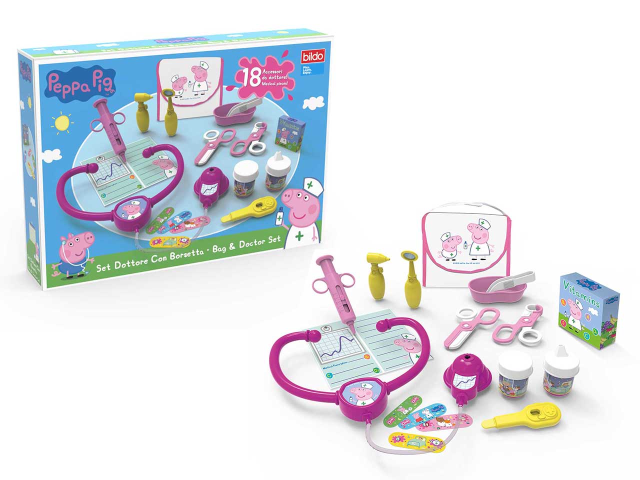 Peppa pig set dottore con accessori 48xh36cm