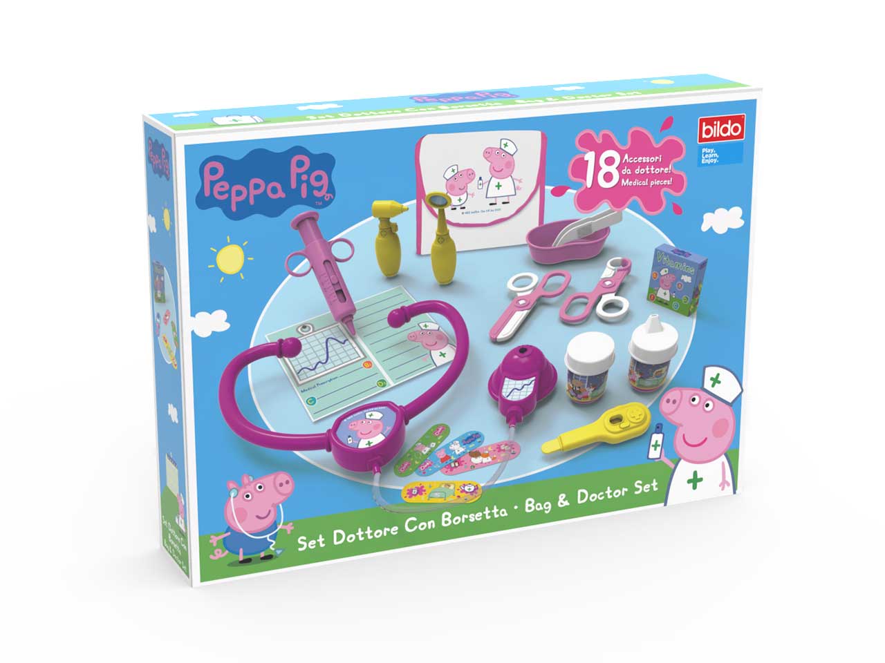 Peppa pig set dottore con accessori 48xh36cm