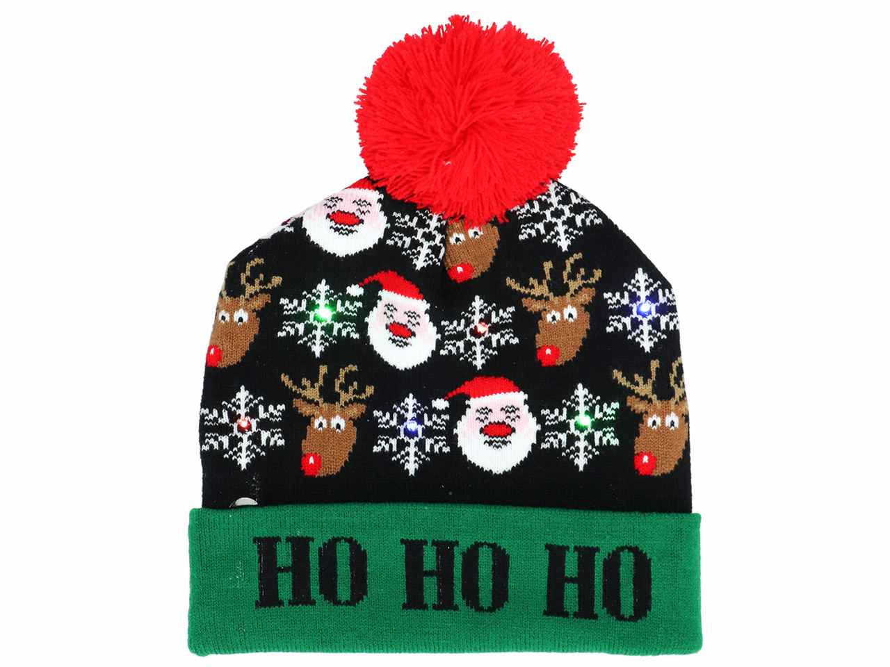 Cappello natalizio 24x21x1,5cm con led multicolor e funzionamento a batteria