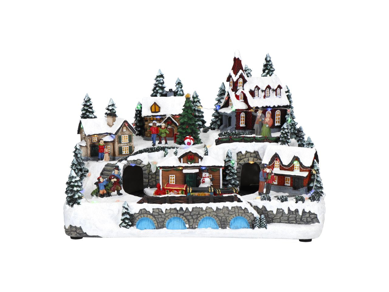 Giostrina animata villaggio natalizio con led e adattatore misura 33x24x23,5cm multicolor