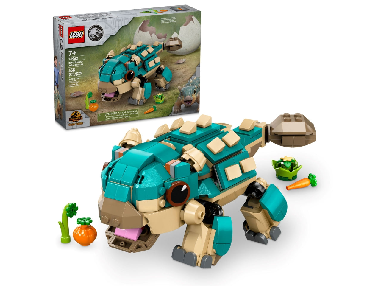 LEGO Jurassic World - Anchilosauro giocattolo: ispira la passione per le avventure legate ai dinosauri nei bambini dai 7 anni in su con il set Baby Bumpy 76962