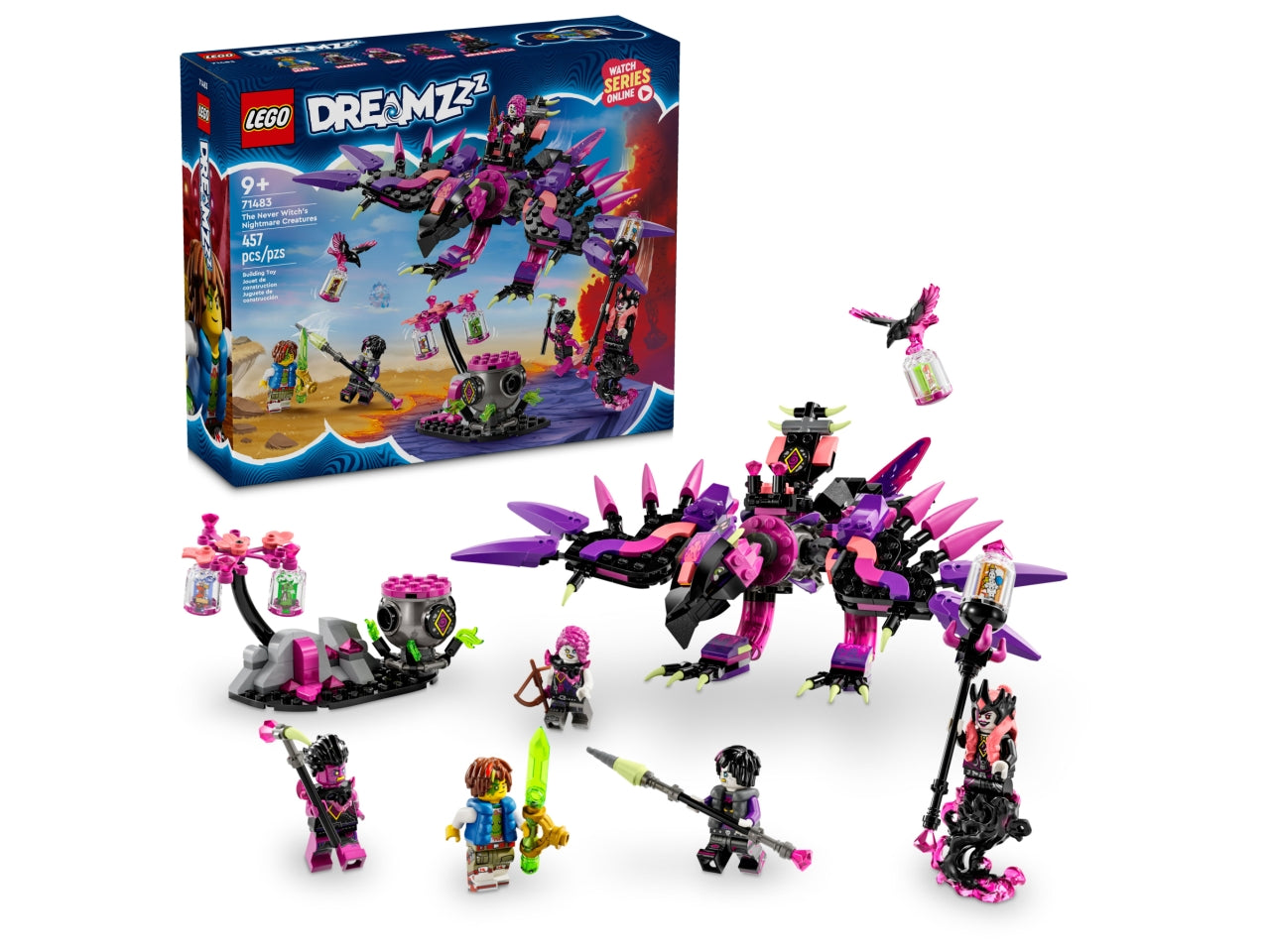 LEGO® DREAMZzz - Collezione libera limmaginazione e consente ai giovani sognatori di scegliere le proprie avventure mentre costruiscono creature e veicoli fantastici Le creature da incubo della Mai-Strega per i bambini dai 9 anni in su 71483