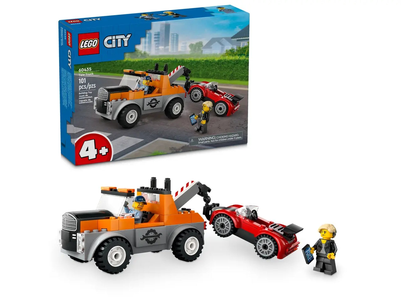 Lego City Great Vehicles Autogrù e officina auto sportive, set di costruzioni in scatola da 101 pezzi, per bambino 4+ anni 60435