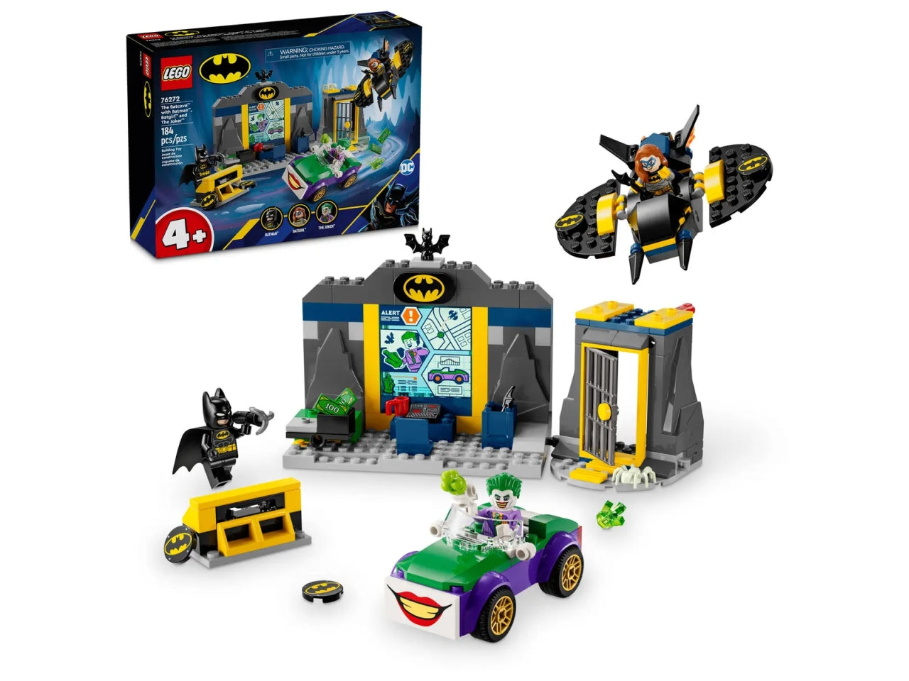 Lego Super Heroes Batcaverna con Batman, Batgirl e Joker, set di costruzioni in scatola da184 pezzi, per bambino 4+ anni 76272