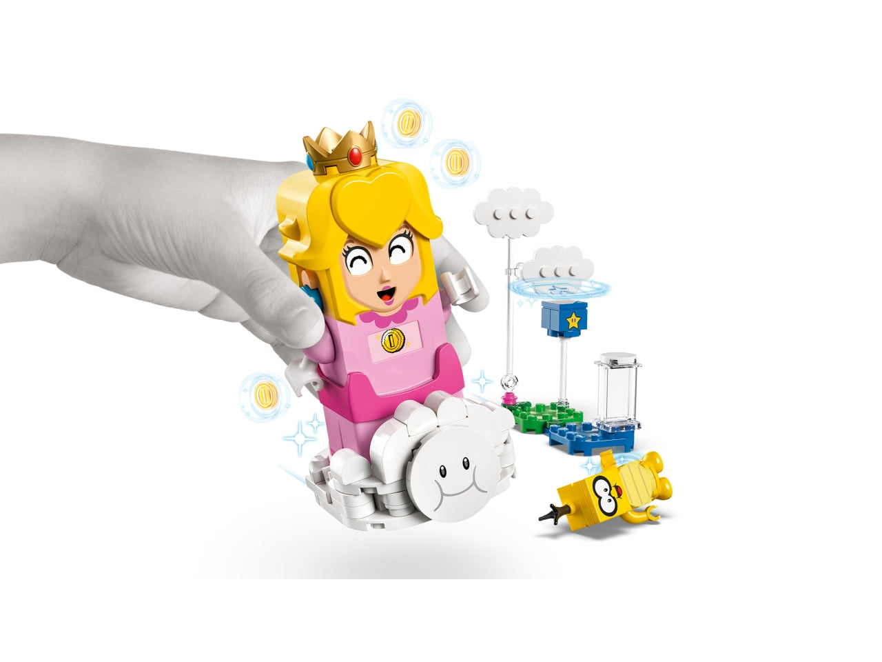 LEGO Peach - Set di gioco con principessa per divertenti avventure con interattiva: unisciti a LEGO Peach per un picnic e aiutala a volare sulla nuvola di Lakitu per salvare Toad giallo 71441