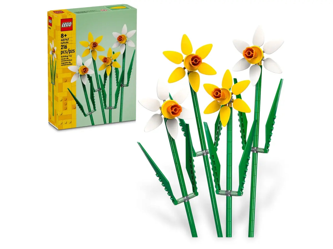 Lego LEL flowers - Fiori colorati narcisi 30 cm, per bambini dai 8 anni + | 216 pezzi